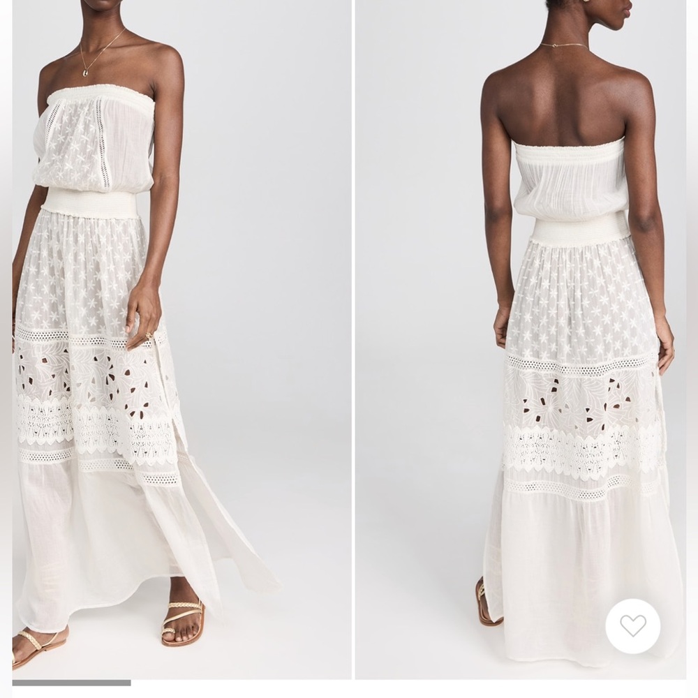 Ramy Brook White Strapless Crochet Maxi Lucia Dress Cover Up